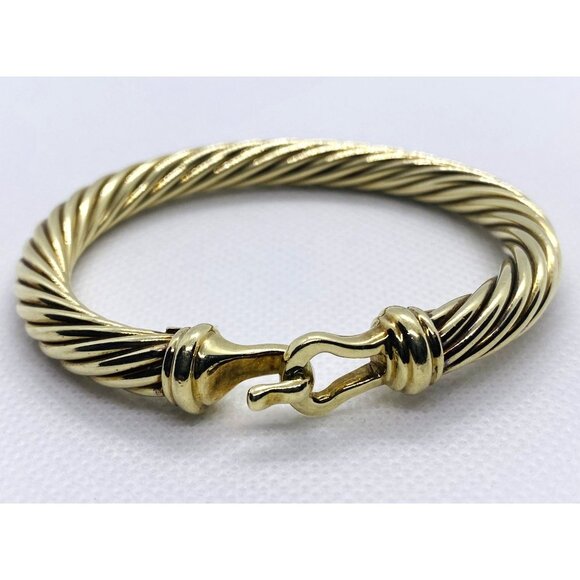 David Yurman Gold Cable Hook Bracelet 14K Gold 25.6g 5.5cm - Picture 12 of 12